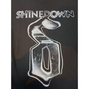 Shinedown Band‎ Graphic T-Shirt Black Short Sleeve Crewneck Rock Music Logo Tee